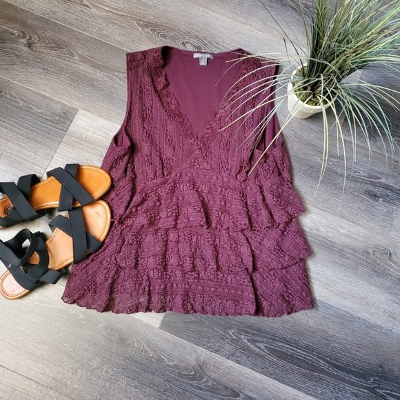 Apt 9  Ruffled Lace Tank Top size XL - Picture 1 of 15